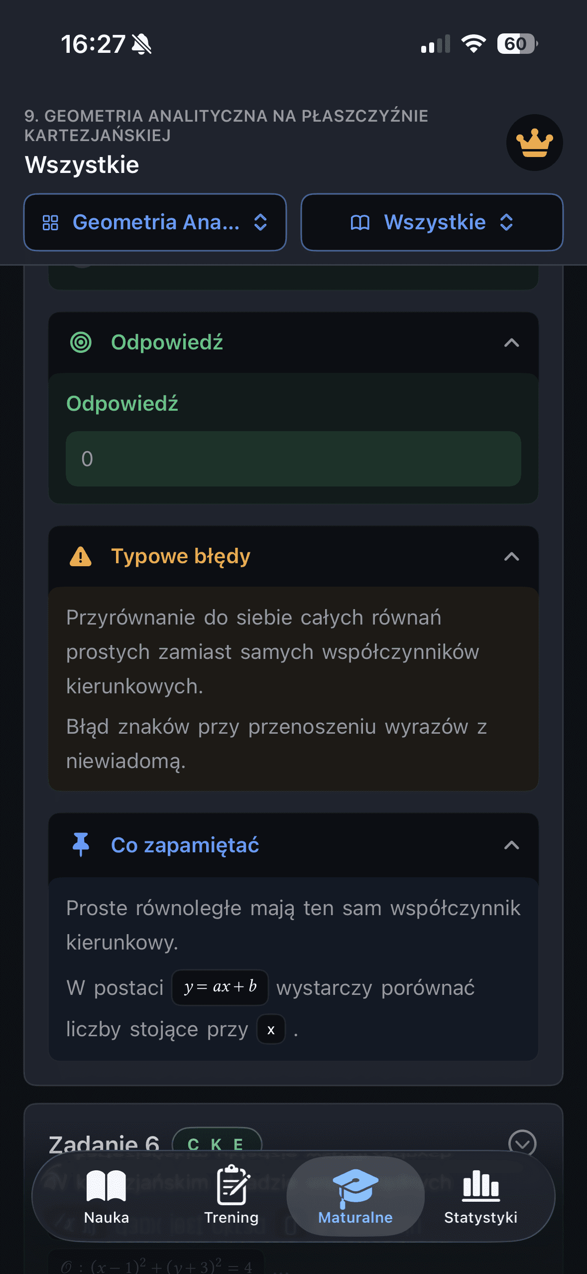 MatMaTura — działy maturalne