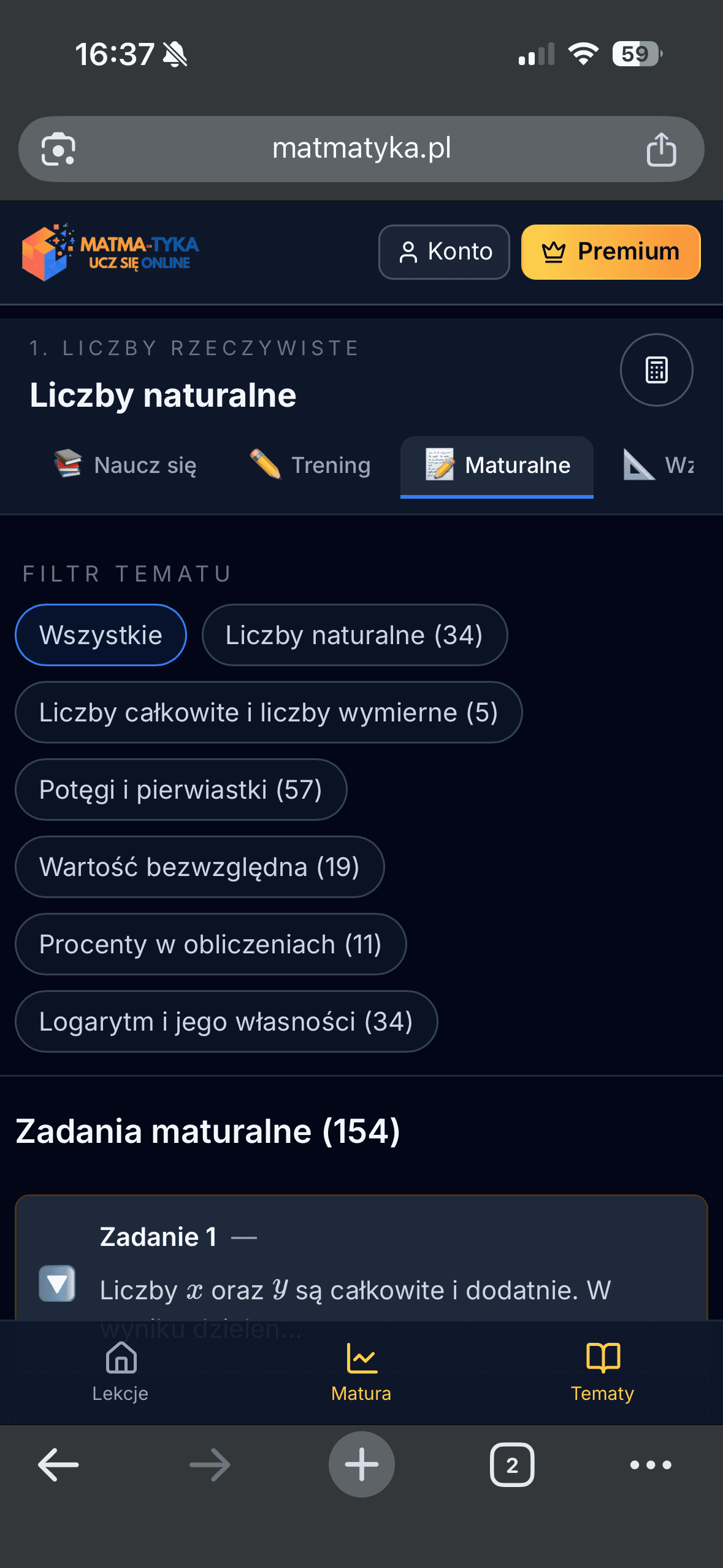 Matma-Tyka na telefonie — wzory CKE